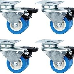 PUREAGLE Heavy-Duty Caster Wheels for Furniture/Bed | Set of 4 | 2-Inch Sturdy Steel PVC Trolley Wheels, Swivel Plate Design with Brakes for Full Locking | Screws Included in the Box-29