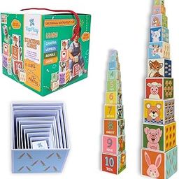 PepPlay Stacking And Nesting Cubes Educational Toys, Early Learning, Brain Activity, Travel-Friendly Toy For Toddlers, Montessori Toys For 1+ Year-Old, Gift For 1, 2 Years Old Boys & Girls, Multicolor-5