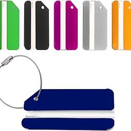Homeaura Luggage Tags 6 Pcs Aluminum Bag Tags for Luggage Travel - Durable Suitcase Labels with Steel Loops, 6 Colors - Travel ID Tags for Baggage & Suitcase Identification-38