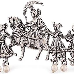 Silver Tone Barat Design Antique Oxidised Adjustable Finger Ring For Women-ZPFK16650-1