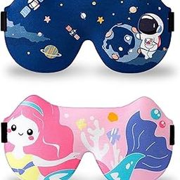Kids Sleep Mask, 3D Eye Masks for Sleeping, Pack of 2 with Adjustable Headband, Soft Blackout Mask for Napping, Travel & Camping-image-93