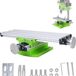 Homdum Slide Drilling JIG Worktable mini compound bench vise 310 x 90 MM Working Cross Table Milling used with Stand Drill Machine for Diy Miniature Work Aluminium Alloy Vise Silver and Green-image-36