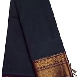 Women's Chettinad Cotton Saree - 80 counts Elegant Zari Woven Floral Border Plain Saree With Blouse-image-63