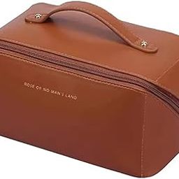 Handcuffs Cosmetic Bag with Handle | PU Leather | Toiletry Pouch | Makeup Storage | Large | Travel | Zipper | Waterproof | Make Up Organizer (Brown)-image-37