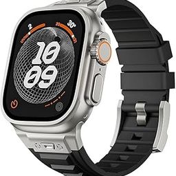 Redefine High-Elastic with Titanium Buckle Silicone with Metal Hardware Watch Compatible with Apple Watch Ultra & Ultra 2 49mm 45mm 44mm 42mm for iWatch Series 9 8 7 6 5 4 SE-27