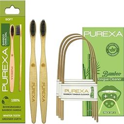 PUREXA Bamboo Toothbrush and tongue Scraper | Charcoal-Infused Soft Bristles | Antibacterial & Biodegradable | Premium Organic Dental Care-picture-17