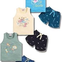 Pure Cotton Sleeveless T-Shirt and Half Pant Set for Baby Boys|Infant tshirt and half pant set| Coordinated Set for Unisex kids-image-6