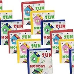 Kid's Cotton Educational Handkerchiefs (Set of 12, Attractive Weekdays printed, Multi-Coloured)-image-97