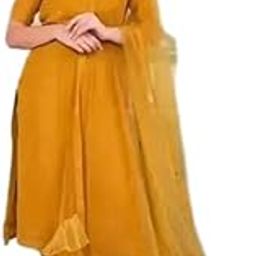 Kurta with Dupatta and Bottomwear_Mustard Dupatta Set-image-106