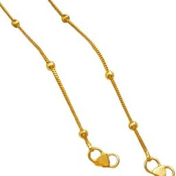 Gold Plated Brass Anklets 11 Inches for Women and Girls Pack of 2-image-57