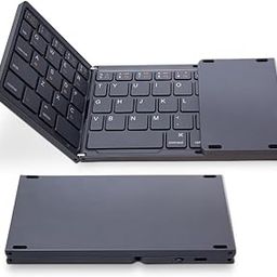N Pro Foldable Bluetooth Keyboard with Touchpad, Portable Wireless with USB-C Rechargeable, Pocket Size Slim Folding Keyboard for iPads Tablets Laptop Grey-31