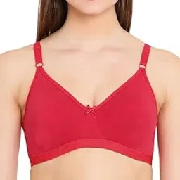 clovia Women's Cotton Solid Non-Padded Full Cup Wire Free T-Shirt Bra - Red-picture-36