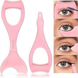Eyeliner Mascara Shield Applicator Guard Wand, Reusable Mermaid Eye Stencils Makeup Aid Tool, 3 in 1 Soft Silicone Eyelash Applicator Tool, Eyebrow Comb - Suitable for Beginners, Multiifunctional, Eyes Makeup Cosmetic Tool - 1 Pc-36