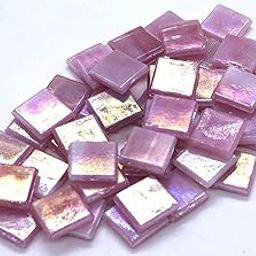 Coral Flamingo pink HK030 Glass Mosaic 15x15mm tiles 100 gm pack-image-56