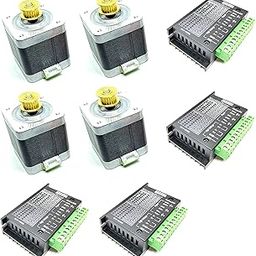 INVENTO 4Pcs Nema 17 5 Kg-cm Bipolar Stepper Motor with inbuilt 20 teeth GT2 Pulley + TB6600 Stepper Driver for CNC Robotics 3D Printer-83