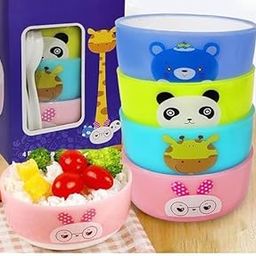 MEENAMART.COM Plastic Family Bowl Set for Children, Kids Food Mixing Bowl Flatware Dinner Breakfast Bowl Eating Bowl (4 Bowls with 4 Spoons)-18