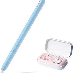 Oboe Combo Pack-Silicone Pencil Case & 6-Piece Pencil Tips Compatible with Apple Pencil 2nd Gen for iPad Pro 11/12.9 inch Skin (Glow Blue, Combo Pack-Pencil Case & Tips) [Stylus Pencil NOT Included]-picture-29