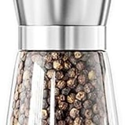 Kitchen Manual Pepper Grinder, Clear Glass Pulverizer with Stainless Steel Cap Cover - Adjustable Roughness, Refillable-image-45