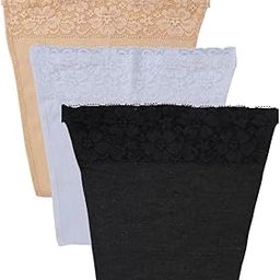 Lace & Aura Women's Mock Camisole with Lace Trim, Cotton-Spandex Blend, 3-Pack, Black/White/Blue (One Size)-image-97