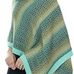 Women's Checked Knitted Winter Poncho Wrap Shawl Cape_Black#RS1820-0