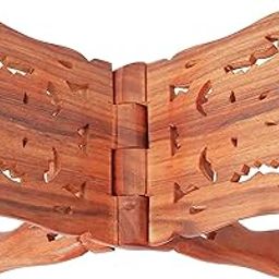 Handmade & Handcraft Sheesham Wooden Book Holder Display Stand Folding Religious Prayer Free Reading Stand with Intricate Carvings, Rehal for Religious Holy Books - Size (13 Inch)-image-52