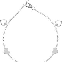925 Sterling Silver Heart Anklet Payal (Single) | Adjustable Chain | Gift for Women and Girls-48