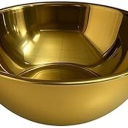 samusagya Stainless Steel Golden Mirror Finish Serving Bowl,Ideal for Parties, Buffets, and Stylish Table Settings Food-Safe and Easy to Clean, Home, Restaurants, or Events (22cm) (Golden)-image-5