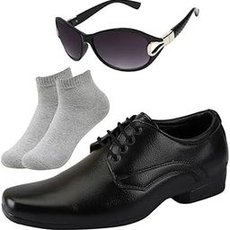 l Men Black Lace Formal Shoes with Light Gray Socks & Women Gaga Black-image-88