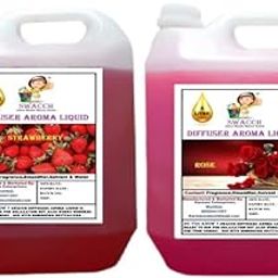 swacch Diffuser Aroma Liquid Strawberry & Rose Ready to use 5 Litre Combo Pack of 2 I Home Fragrance I Best for Aromatherapy I Helps in Meditation I Used in Diffusers I Water Based-4