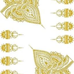 ORDERSHOCK Band Stile & Flower Full-Back Hand Mehndi Design for All Festival, Time Saving & Easy to Use Golden Mehndi Sticker for Girls & Women-image-91