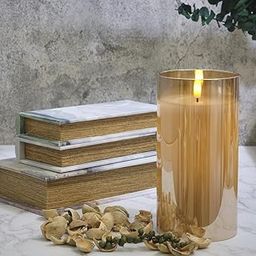 LumiPur XL Premium Design Series Glass Natural Glow Flameless LED Candle, 3.5" x 7", Gold-picture-24