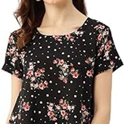 Quinoa Women's Polyester Floral Print Top with Round Neck-image-86