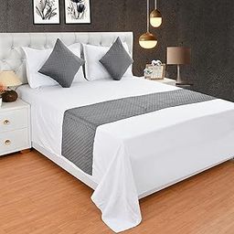 TRIPURARI 200TC Solid Quilted Velvet Bed Runner Scarf with Matching Cushion Covers/Slipcover Mattress Protector/Bed Linen Scarf/Decorative Set for Bedrooms/Hotel Rooms/Guest Rooms (Grey)-image-32