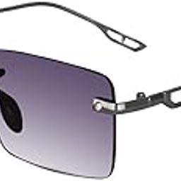 UV Protected Rectangular Rimless Sunglasses for Men and Women-image-17