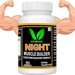 VITARUHE® Night Time Muscle Builder & Sleep Aid - Post Workout Recovery & Sleep Support Supplement With Magnesium, Ashwagandha, Melatonin, More - 60 Capsules-image-3
