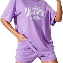 Womens Cotton Blend T-Shirt and Short Set | Casual Printed Loose Fit Tshirt and Short Coord Set for Women-image-14