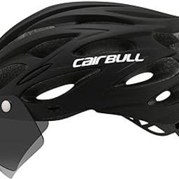 Cairbull Cycling Helmet Road Bike Helmet with Goggle/Visor/Lamp Three uses 54-61 cm Adjustable (Black, (54-61) Adjustable)-image-4