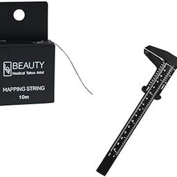 Traditional Tattoo Supply Combo Pack of Mapping String and eyebrow Caliper Black,mapping thread for eyebrow and eyebrow vernier caliper-9