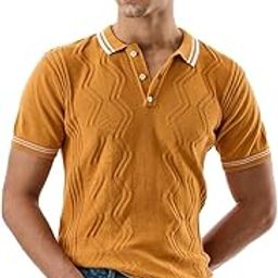Men Polo T-Shirt | Slim Fit Zigzag Knit Pattern | 100% Cotton Fabric with Breathable Design | Buttoned Placket & Reinforced Shoulder Panel | Casual Wear-picture-0