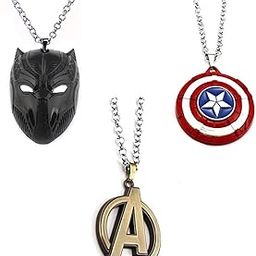 Stylish Black Mask Shaped Locket and Superhero Character Accessory Metal Pendant Souvenirs with Length Adjustable Chain for Unisex; Pack of 3 (C-1190-2)-picture-30