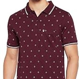 Men's Cotton Blend Half Sleeve Printed Polo Neck T-Shirt Has A Short Sleeve & Pocket On Chest-ANREMT6-MR_5XL Maroon-image-32