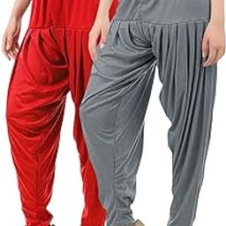 Women's Cotton Viscose Lycra Dhoti Patiyala Salwar Harem Plain Patiala Bottoms Pants 50 Colour Combo Pack of 2-image-94