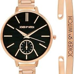Stainless Steel Women Time Travel Analog Watch Bracelet Stack (Rose Gold ), Black Dial, Rose Gold Band-picture-26