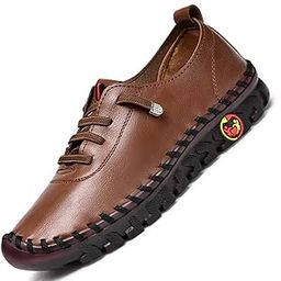 Women's Leather Soft Bottom Flat Shoes Handmade Beef Tendon Leisure Set of Feet Breathable Round Head Non-Slip Mom Loafers-image-31