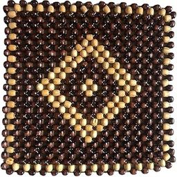 YAMKAY Car Bead Wooden Seat Cushion Cover Pad for Acupressure Ergonomic Sitting Support Natural Wooden Beads for Stress Relief, Improved Circulation & Comfort Ideal for Long Drives, Office & Home- 1-12