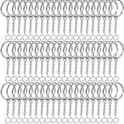 MIK Metal Split Keychain Ring with Connector Parts -60 Key Chains 25mm with 26mm Chains and 60 Open Jump Ring for Craft Home and Office Use-picture-20
