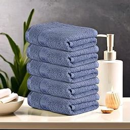 Kuber Industries Pack of 5 Cotton Hand/Face Towels For Men & Women | Easily Washable | Workout Gym Napkins For Men | Pocket Towel - Dark Blue-image-12