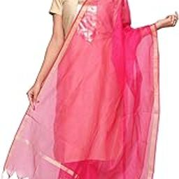 Dupatt Bazaar Women's Rani Pink Silk Self Checkered Dupatta-image-8