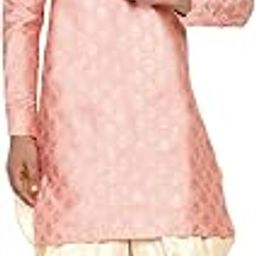 Men's Banarasi Full Sleeve Printed Long Straight Kurta and Dhoti Set-image-1