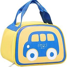 Travel Curry - Insulated Lunch Bag for Kids - Reusable Thermal Lunch Tote Portable Canvas Lunch Holder, Bento Bag, Cooler Bag, Drinks and Food for School, Office (CAR - Blue/Yellow),5 Litres-13